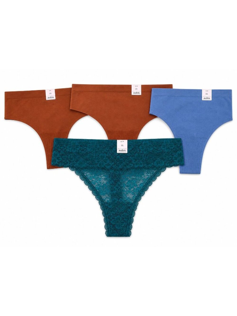 Auden size 1X (18) 4 pr. Thong Panty - Lace & Seamless NEW